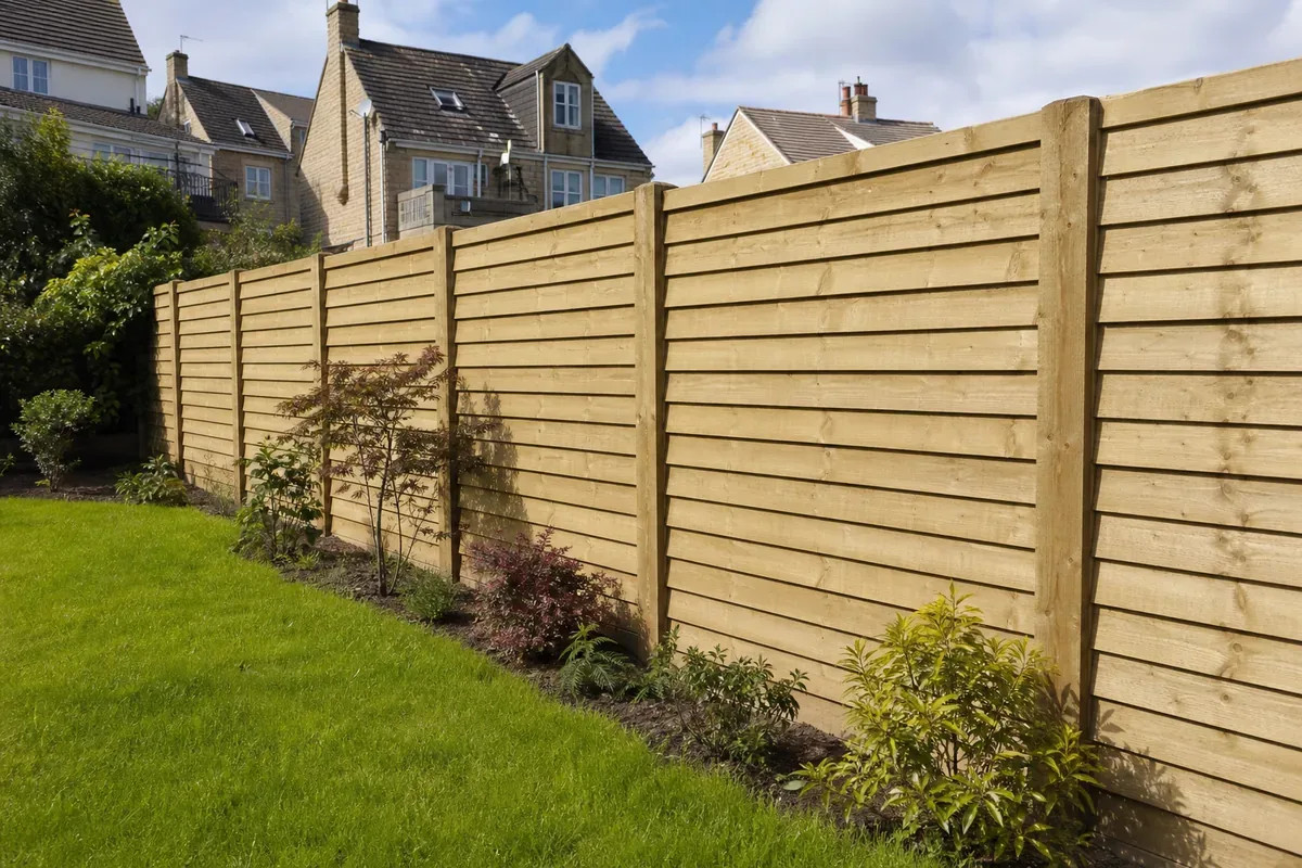 Feather edge timber fencing in a Leeds garden