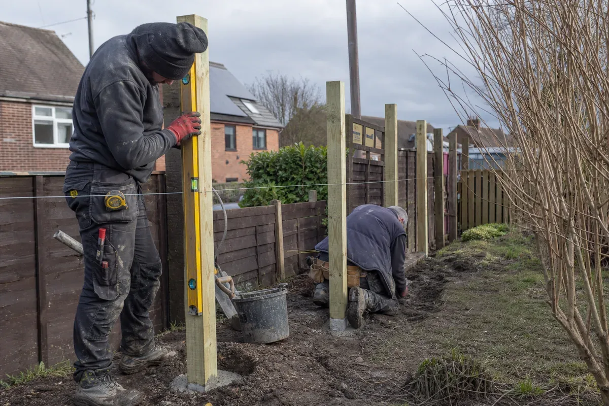 Fence installation work at a Leeds property